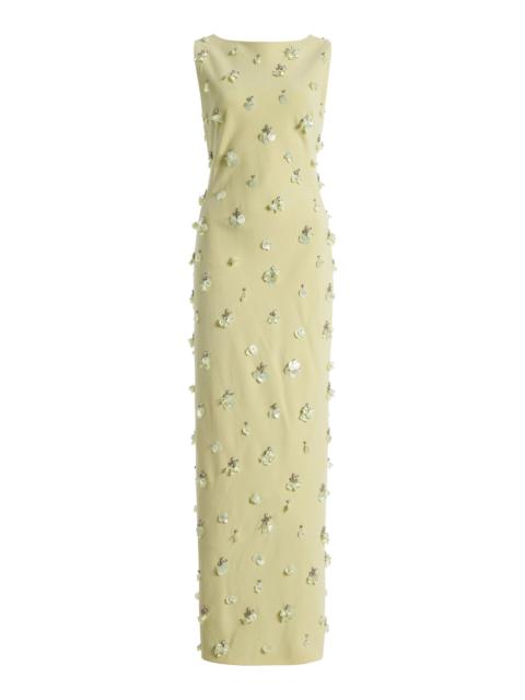 SIMKHAI Claudia Embellished Crepe Midi Dress yellow