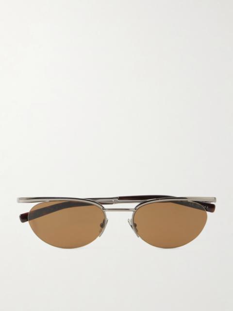 SAINT LAURENT Round-Frame Silver-Tone Sunglasses
