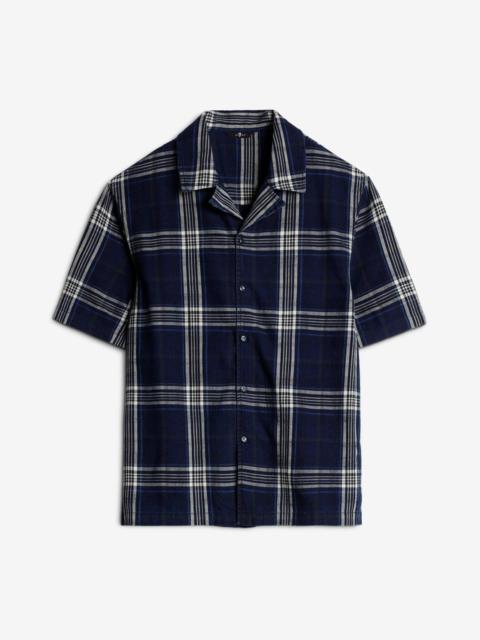 Short Sleeve Camp Shirt in Indigo Check