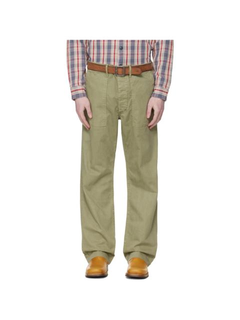 RRL by Ralph Lauren Green Herringbone Utility Trousers