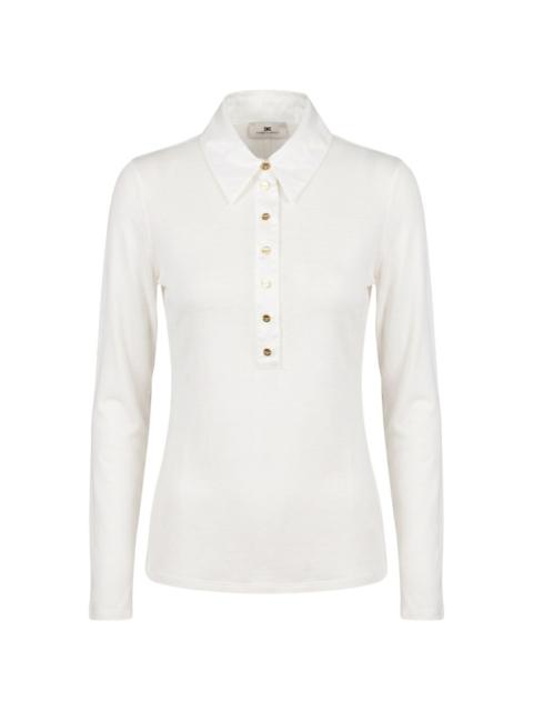 ELISABETTA FRANCHI ribbed-knit polo top