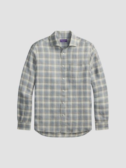 Ralph Lauren Men's Linen Twill Plaid Sport Shirt - Pearl Grey