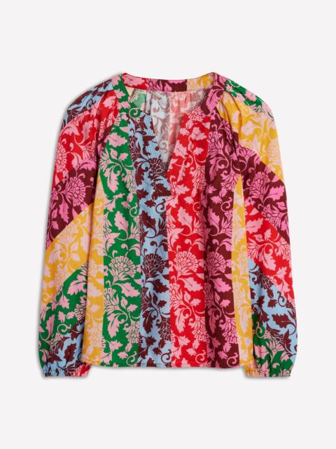 BODEN Long Sleeve Notch Top-Multi, Ornate Vine