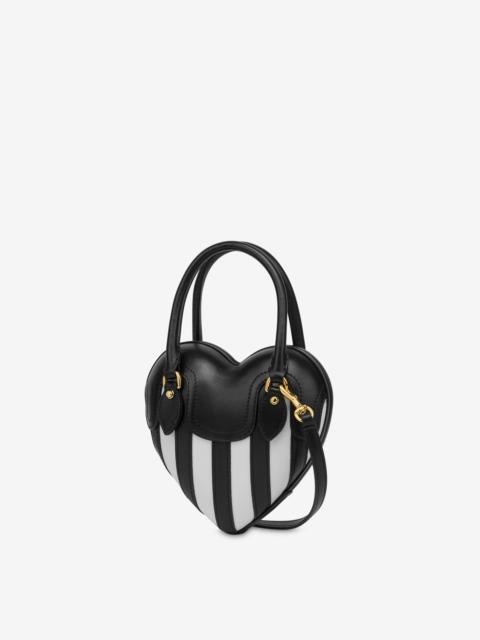 MOSCHINO HEARTBEAT STRIPED CALFSKIN BAG