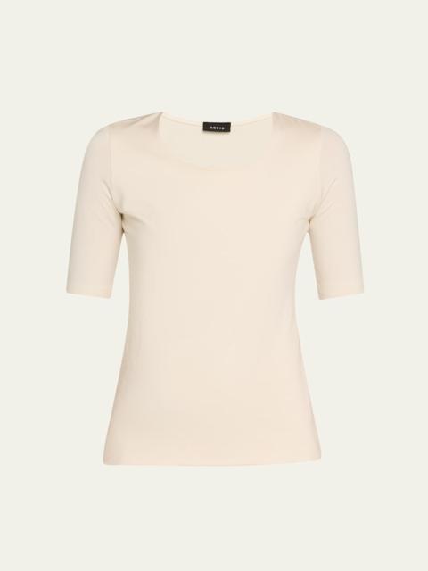 AKRIS Scoop-Neck Silk Jersey T-Shirt