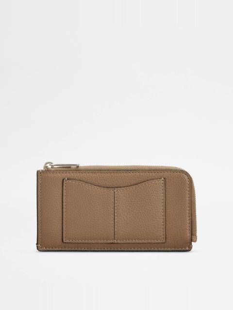 Tod's CARD HOLDER IN LEATHER - BEIGE