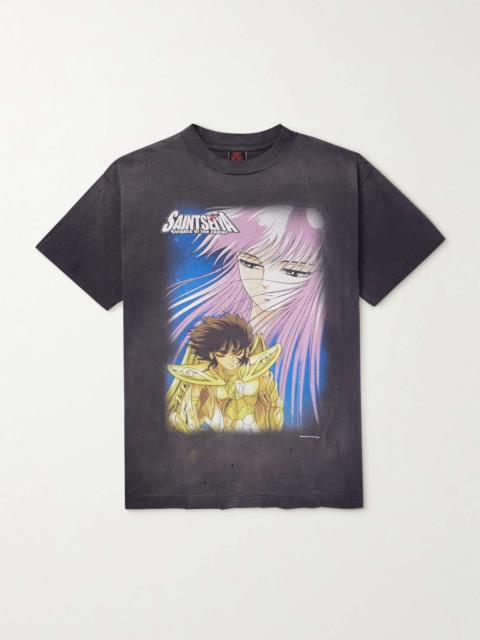 SAINT M×××××× + Saint Seiya Distressed Printed Cotton-Jersey T-Shirt