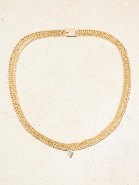 Yvonne Léon Triple Gourmette 18-karat Gold Diamond Necklace