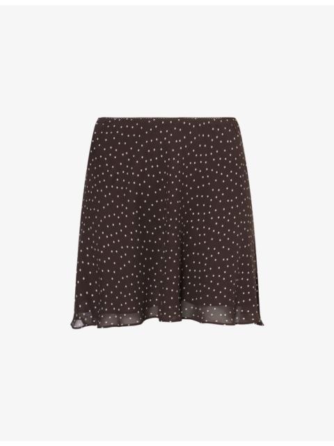 Reformation Brandy Polka-Dot Woven Mini Skirt