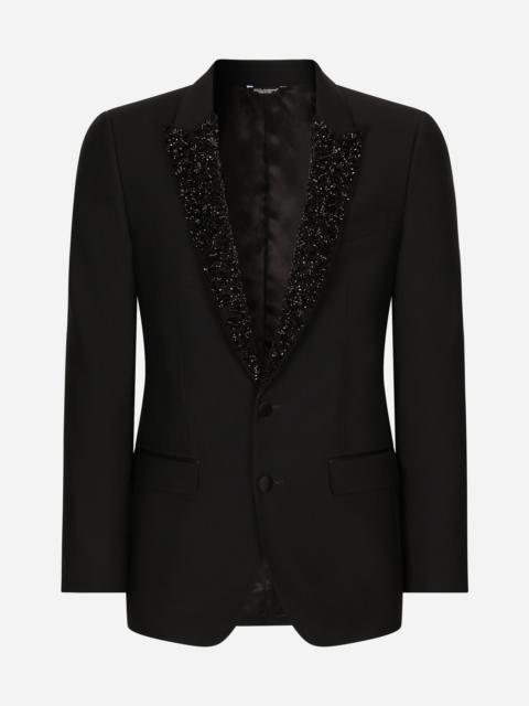 Single-breasted Martini-fit jacket with embroidered lapels