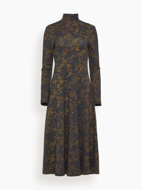 TANYA TAYLOR Thea Dress in Black Forest/Green Multi