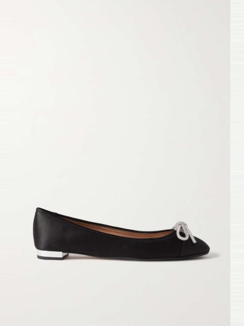 AQUAZZURA Parisina crystal-embellished satin ballet flats