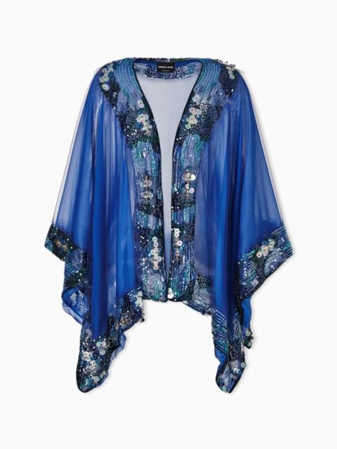 GIORGIO ARMANI EMBROIDERED TULLE CAPE