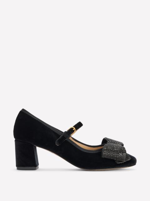 BODEN Embellished Bow Block Heels-Black