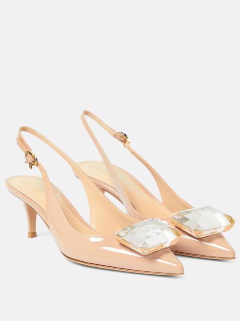 Jaipur 55 patent leather slingback pumps