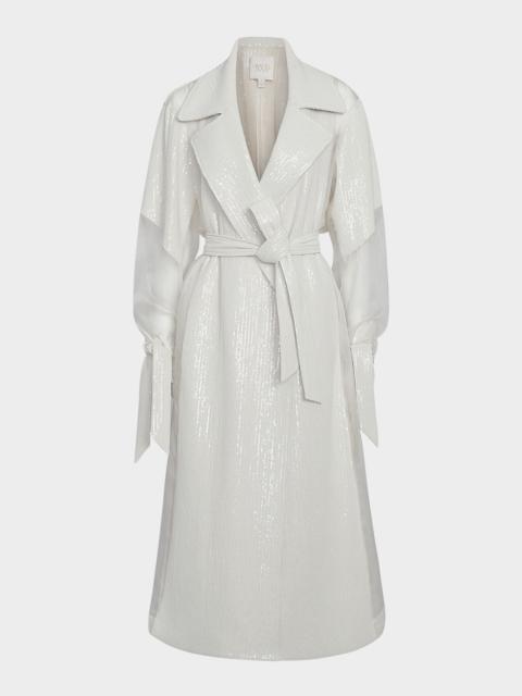 TWP Foreign Affair Sequined Silk Organza Trench Coat