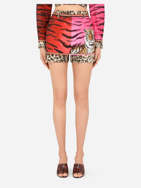 Dolce & Gabbana Tiger-print poplin shorts