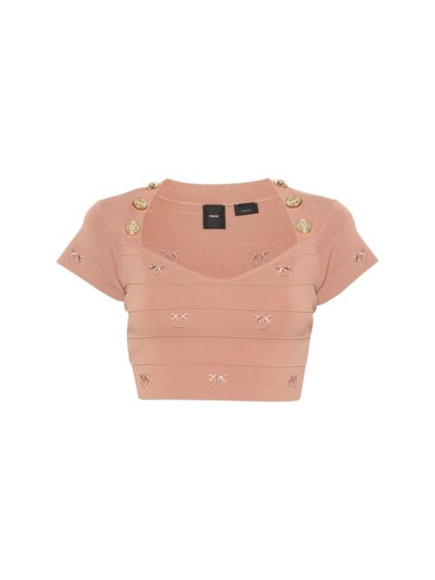 PINKO Love Birds-embroidered top