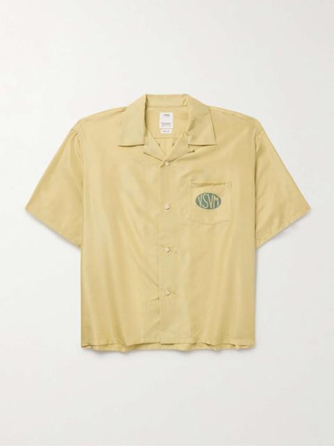 visvim Crosby Convertible-Collar Logo-Print Silk Shirt