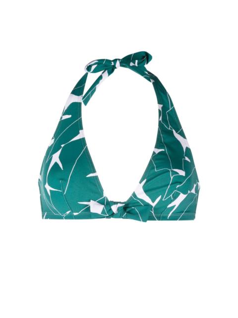 abstract-print triangle-cup bikini top