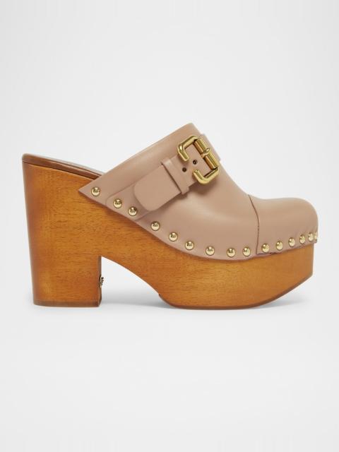 Chloé Jeannette Leather Platform Clogs
