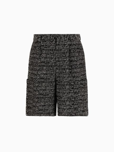 EMPORIO ARMANI Malfilé basketweave-effect fabric Bermuda shorts
