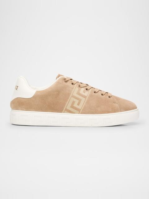 VERSACE Men's La Greca Greek Key Suede Low-Top Sneakers