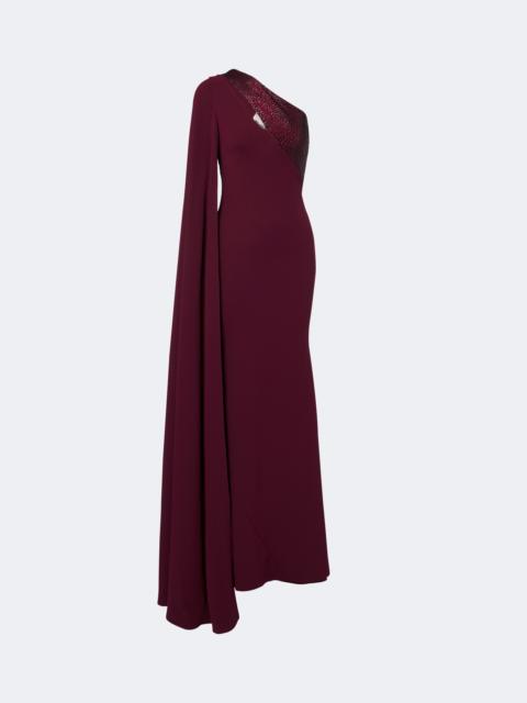 ROLAND MOURET Embellished caped one-shoulder gown
