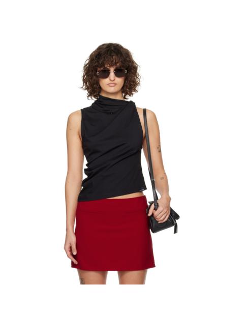 courrèges Black Draped Jersey Tank Top