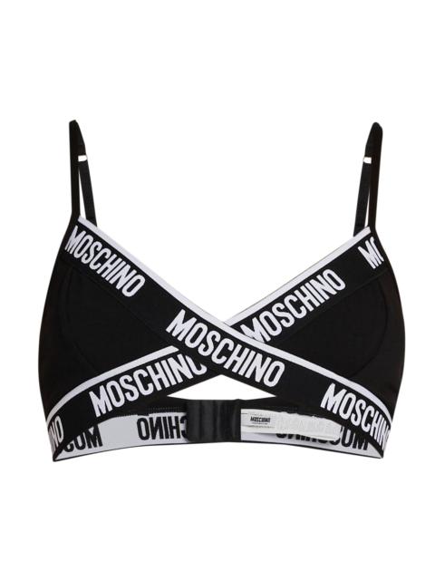 Moschino Women's Logo Stretch-Cotton Triangle Bralette - Black