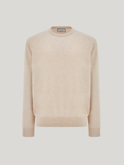 Canali BEIGE CASHMERE LONG-SLEEVED CREW NECK