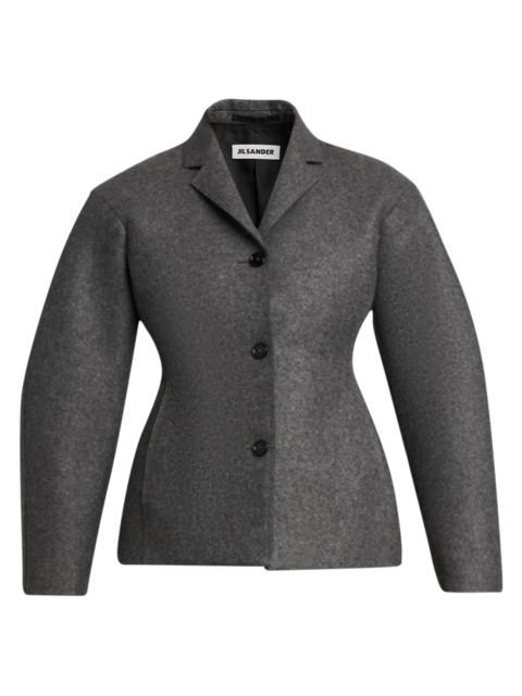 Jil Sander Women's Wool Melange Tapered-Waist Single-Breasted Jacket - Lava Stone