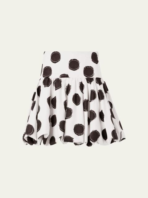 AKRIS Fringed Polka Dot Jacquard Mini Skirt