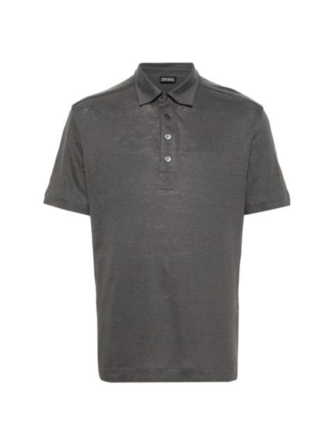 short-sleeve linen polo shirt