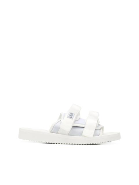 white strapped sliders