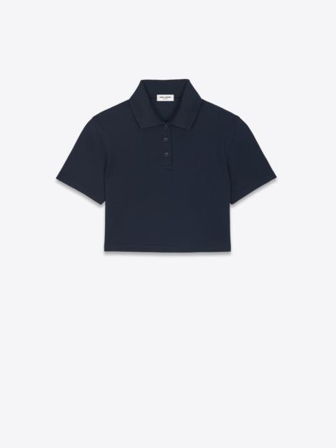 SAINT LAURENT monogram cropped polo shirt in cotton piqué