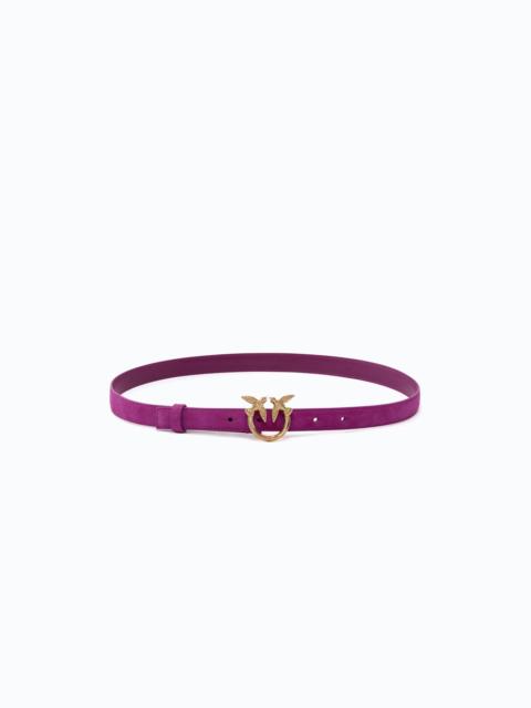 PINKO SUEDE BELT WITH LOVE BIRDS BUCKLE, 2 CM