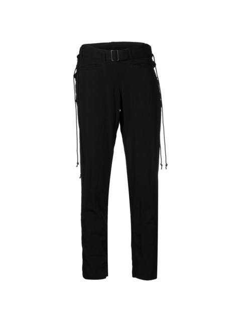 belted skinny wool trousers