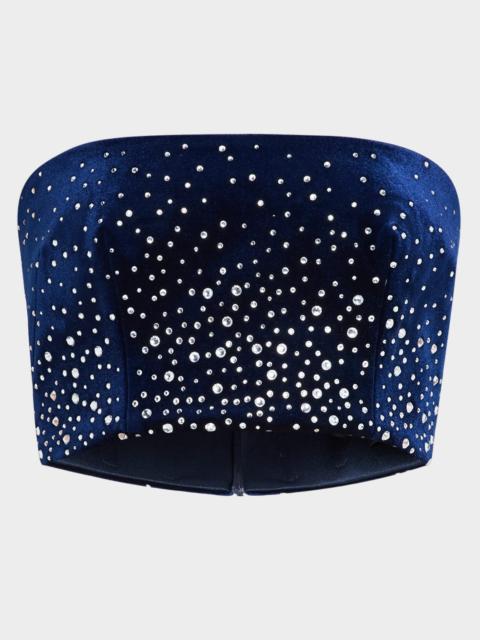 ALEX PERRY Strapless Crop Top in Crystal Velvet