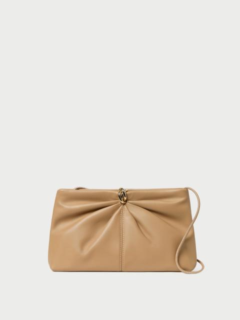 LOEFFLER RANDALL Corrine Khaki Leather Gathered Clutch