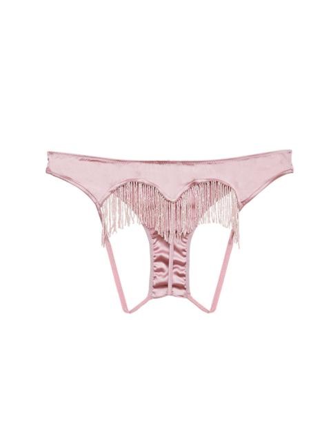 Fleur du Mal Beaded Fringe Ouvert Heart Shaped Panty