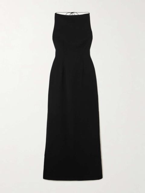 16ARLINGTON Hebe open-back crepe gown Black