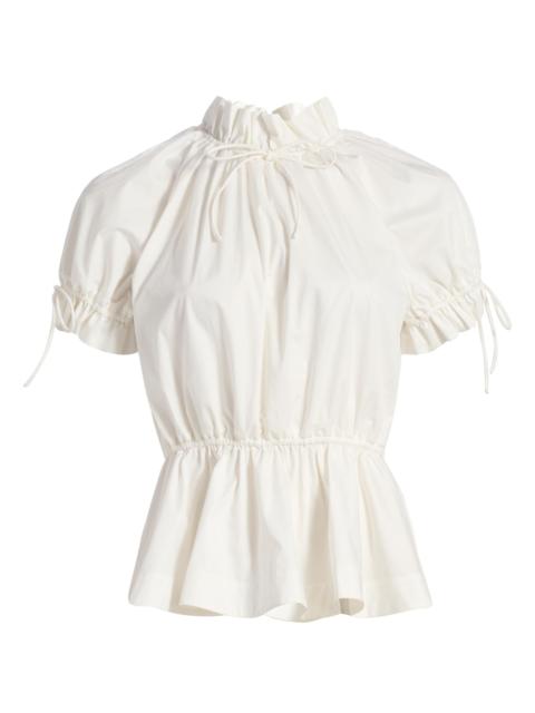 AKNVAS Women's Rosalina Ruffled Cotton Poplin Blouse - White