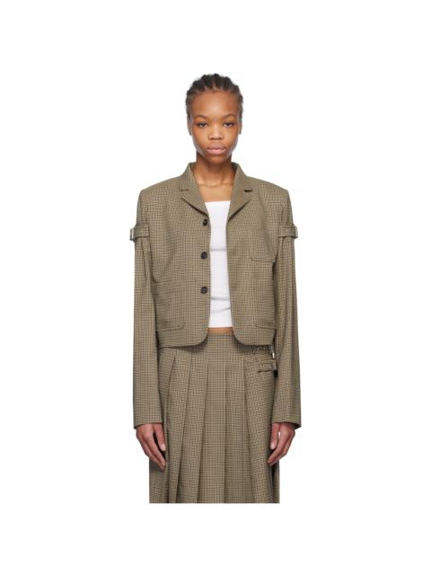 We11done Beige Checkered Belted Blazer