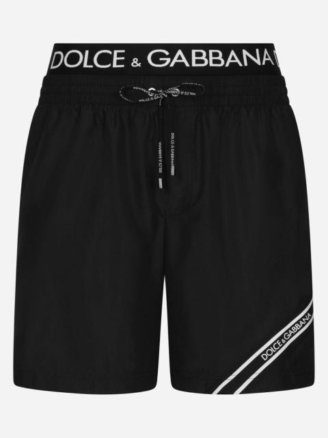Dolce & Gabbana Mid-length swim trunks with branded band