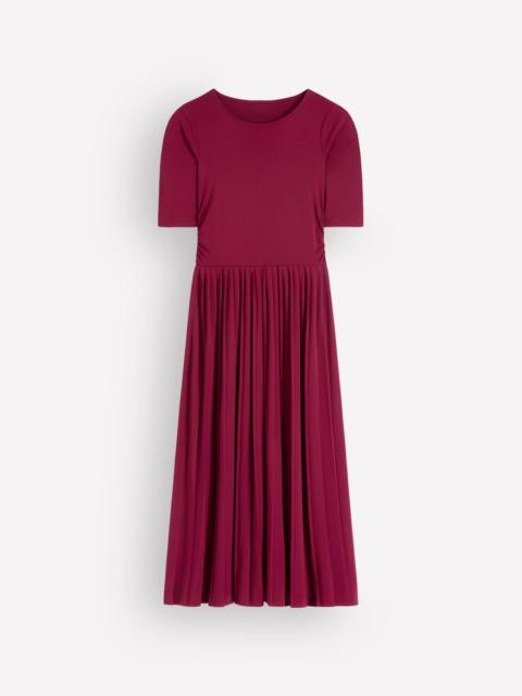 BODEN Pleated Jersey Midi Dress-Beetroot Red