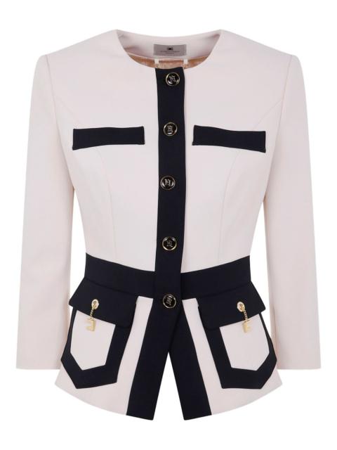 ELISABETTA FRANCHI two-tone logo-detail jacket