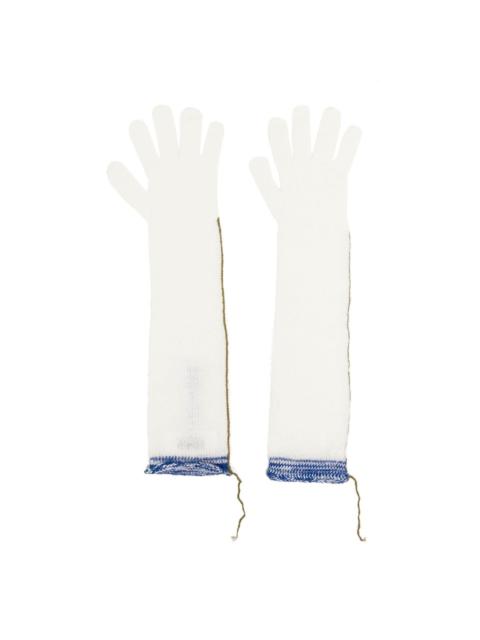 contrast-stitch open-knit gloves