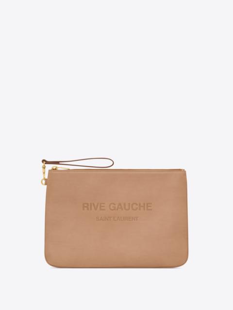 SAINT LAURENT rive gauche beach pouch in vegetable-tanned leather