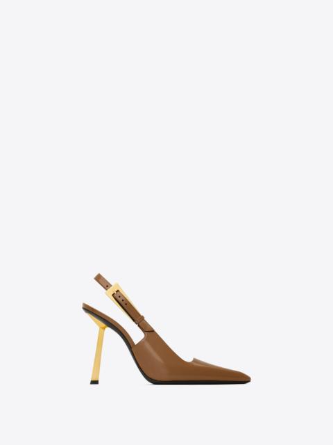 SAINT LAURENT lee slingback pumps in glazed leather